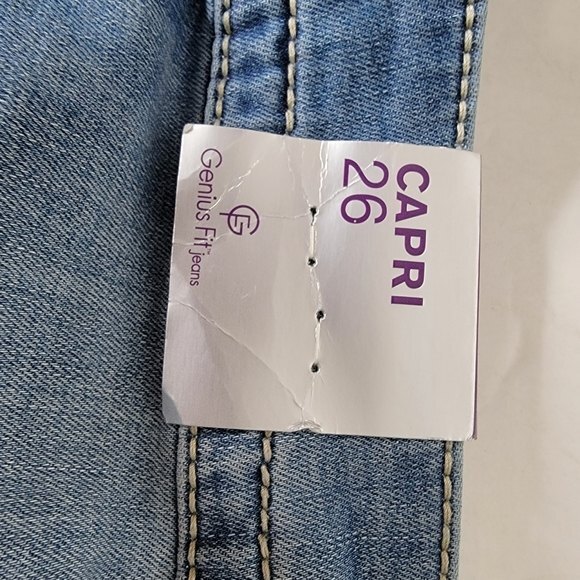 Lane Bryant Genius Fit Capri blue distressed Jean Pants Size 26 - Picture 9 of 13